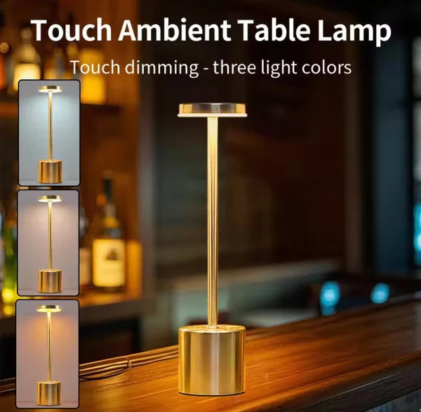 LED Table Lamp Hotel Wireless Rechargeable Desk Lamp Touch Switch Table Lamp Metal Retrolight for Bedroom Living Room Restaurant