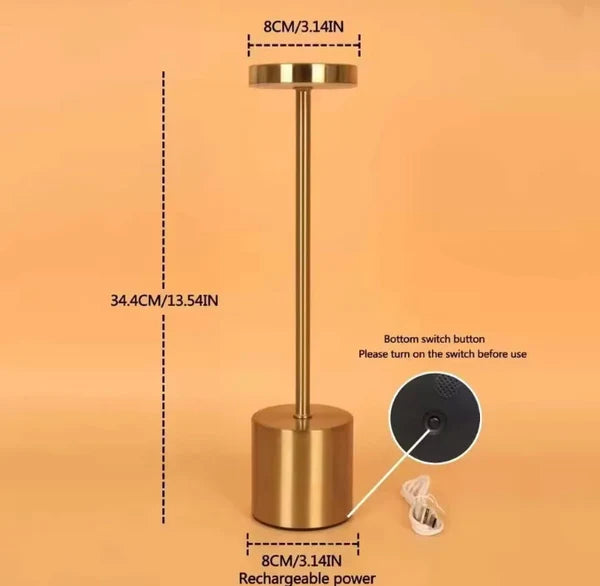 LED Table Lamp Hotel Wireless Rechargeable Desk Lamp Touch Switch Table Lamp Metal Retrolight for Bedroom Living Room Restaurant